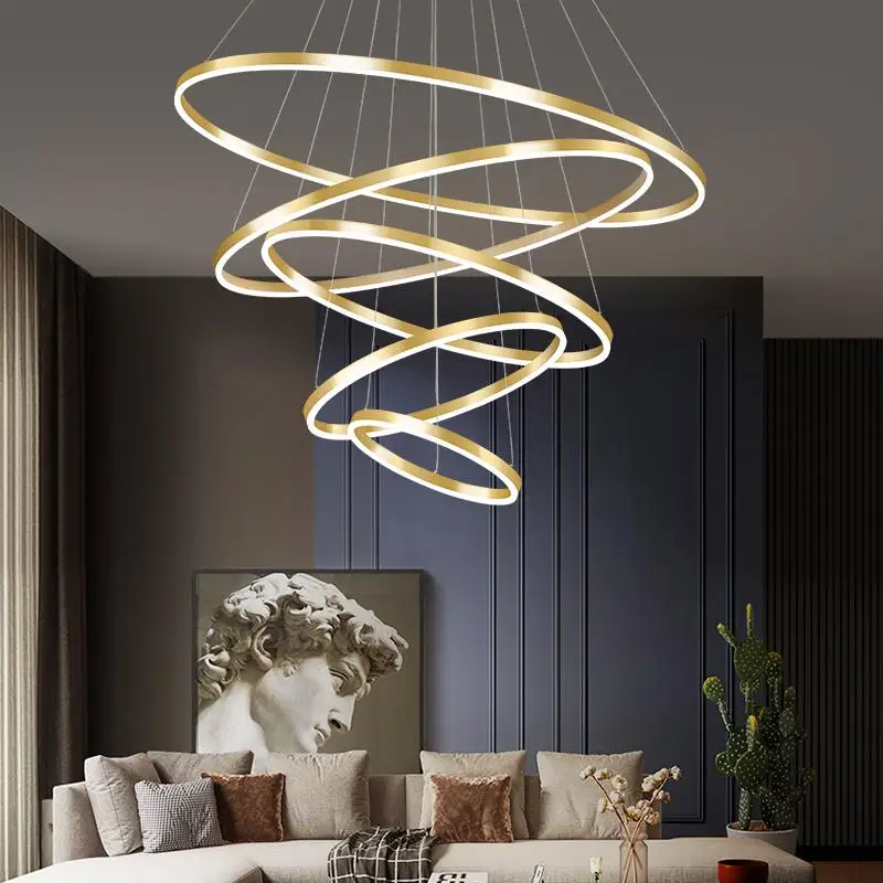 Nordic-Minimalism-Modern-Led-Chandelier-Villa-Sitting-Room-Lights-Wiredrawing-Ring-Interior-Lighting-Led-Pendant-Lamp